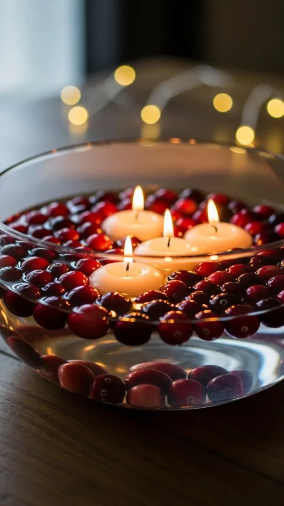 Floating Candle and Cranberry Bowl