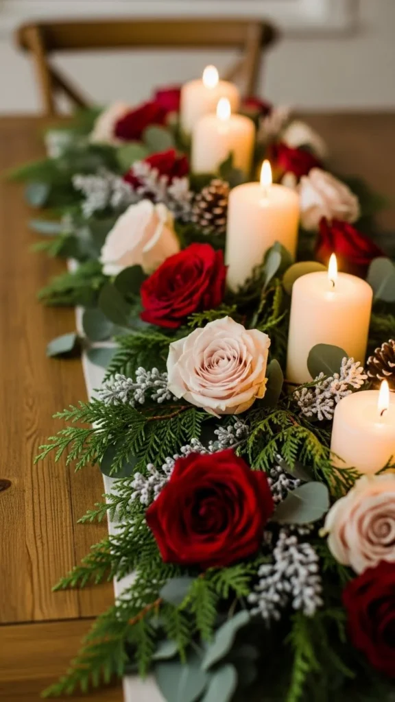 Frosted Rose & Cedar Table Runner