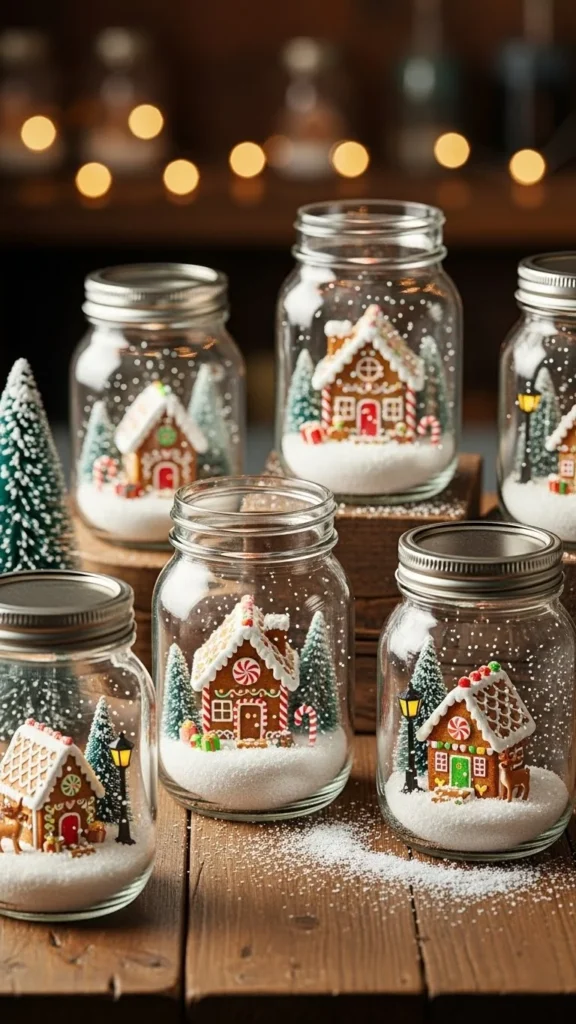 Gingerbread Snow Globe Jars