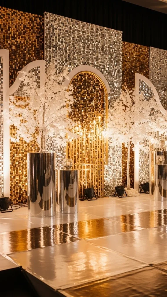 Gold and White Glam Holiday Backdrop