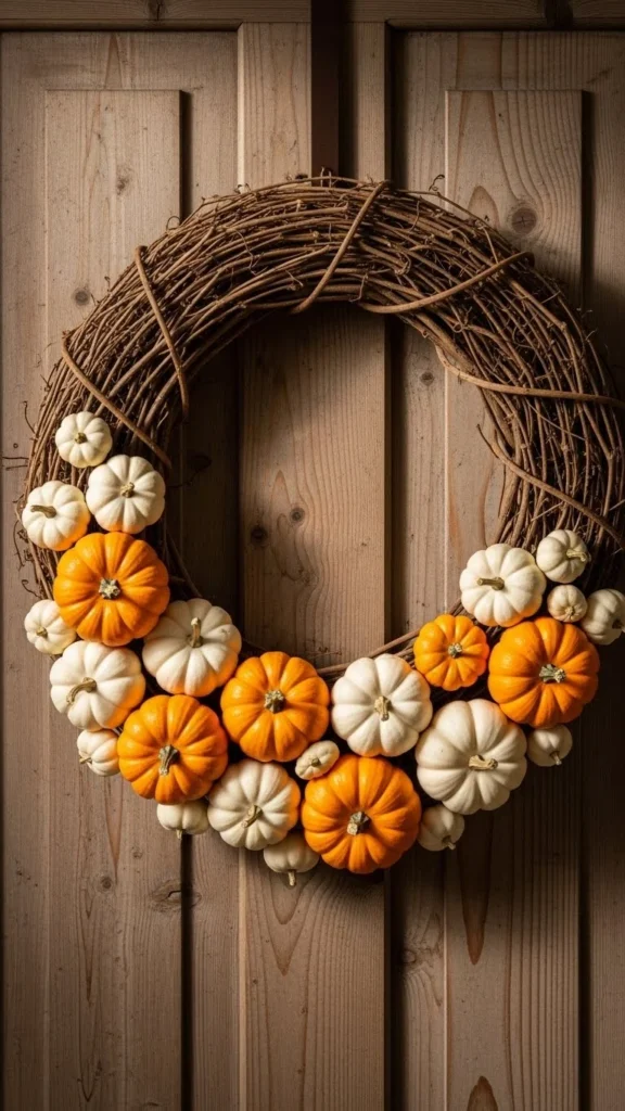Grapevine Wreath with Mini Pumpkins