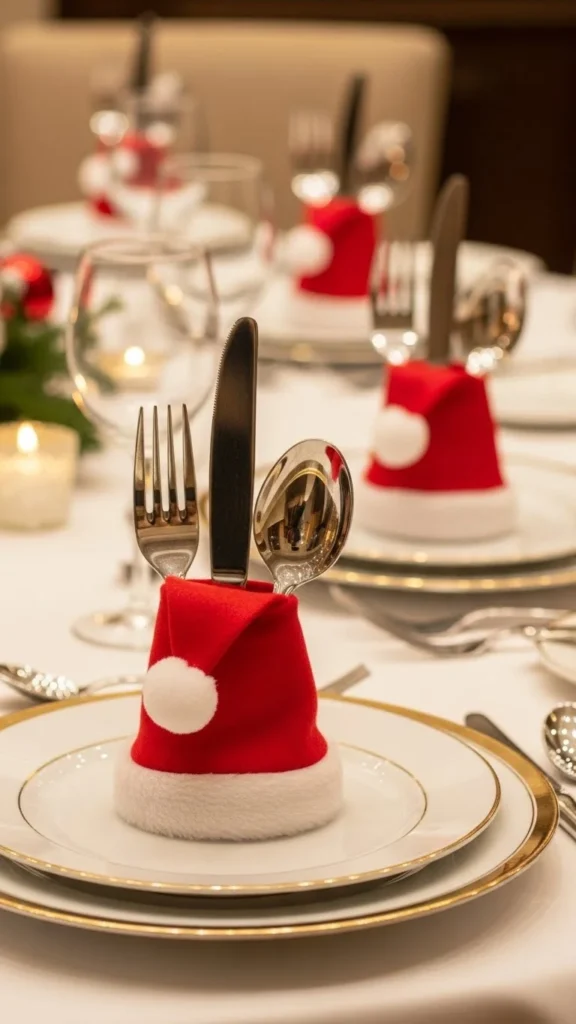 Santa Hat Silverware Holders