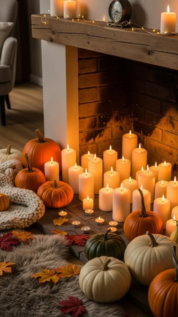 Candle-Filled Fireplace