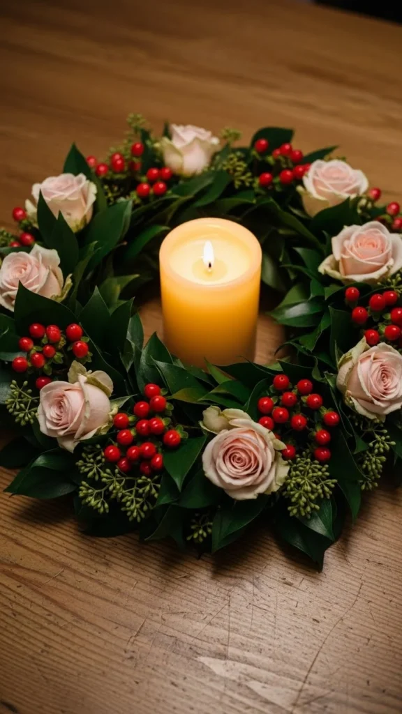 Candle-Ring Floral Wreath