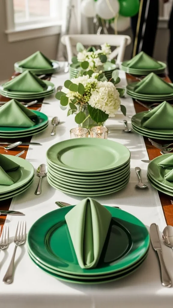 Green Party Plates and Napkins