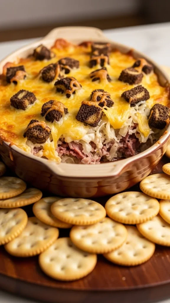 Baked Reuben Dip with Crackers