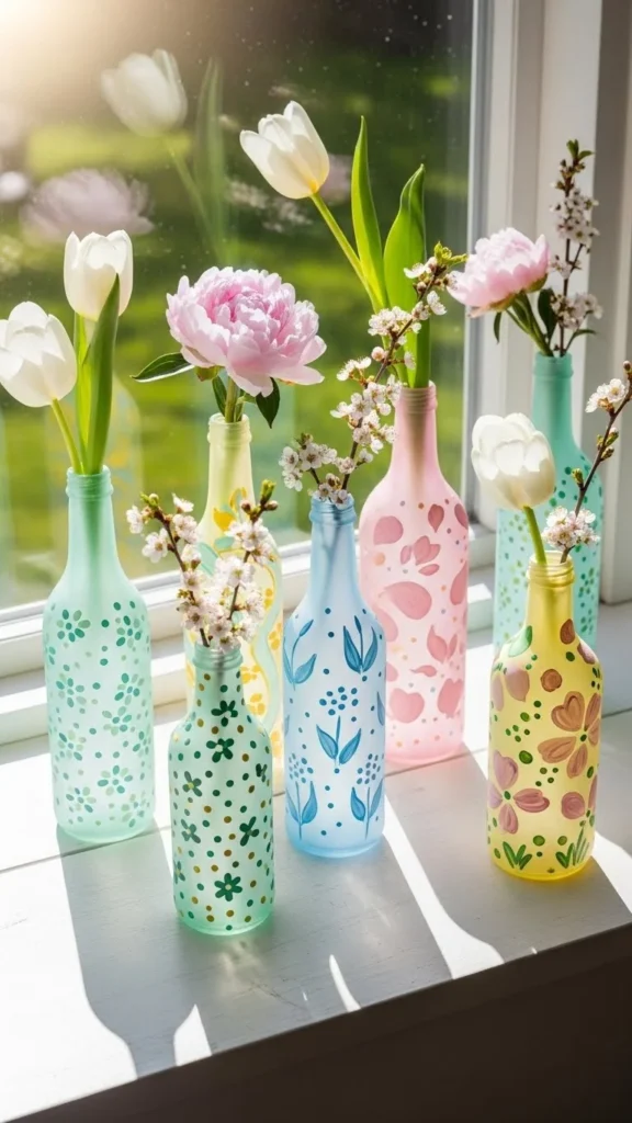 Painted Glass Bottle Decor