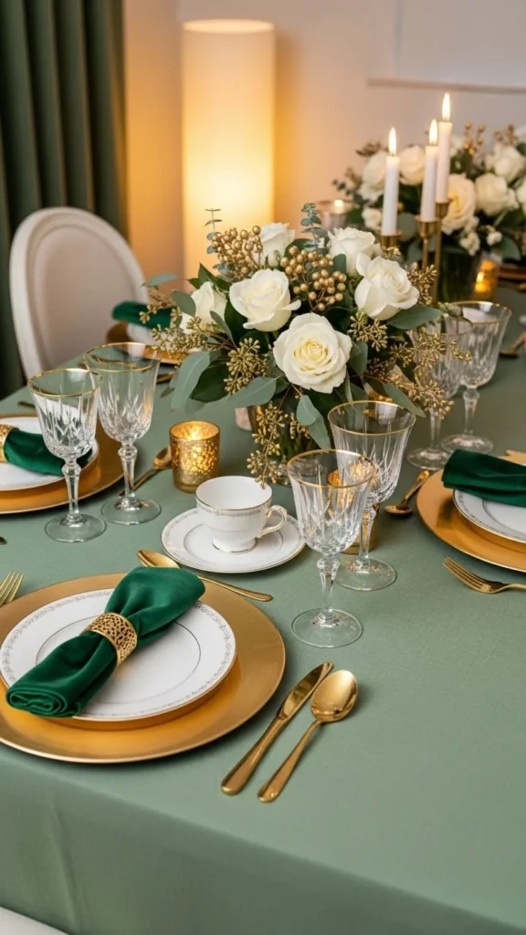 Soft Green & Gold Dinner Night