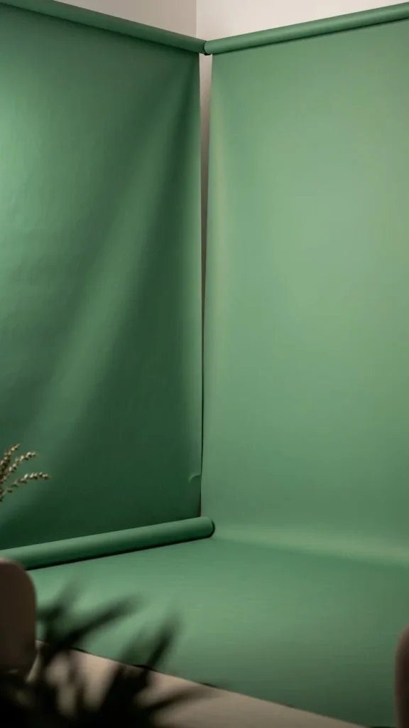 Green Fabric Backdrop for Photo Area