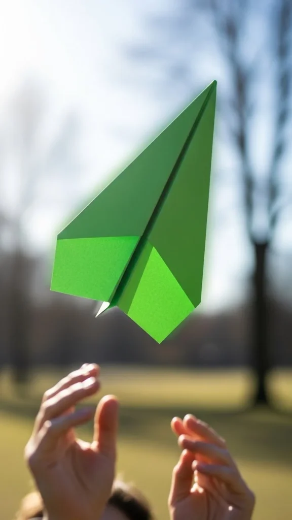 Green Paper Airplane Toss