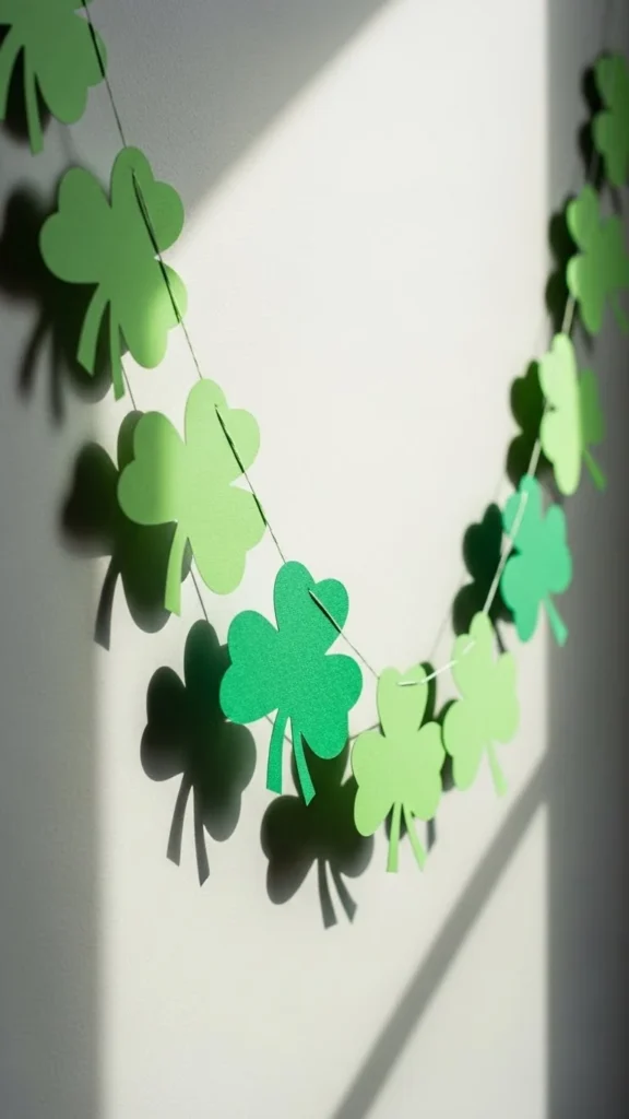 Paper Shamrock Garland Across Walls