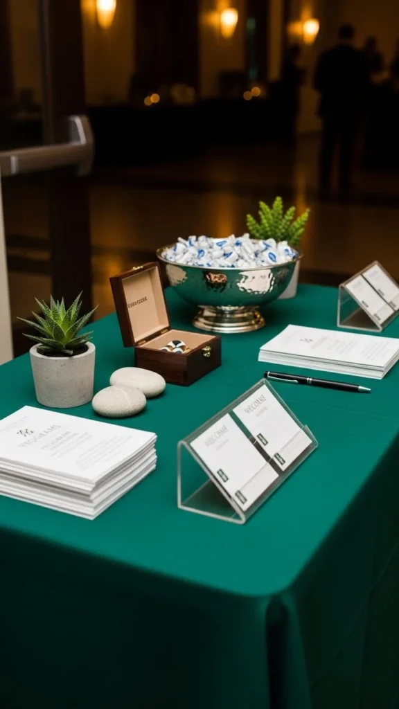 Simple Welcome Table With Green Accents